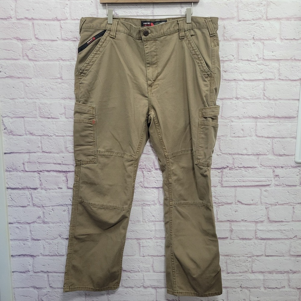 Ariat FR M5 Straight Leg Cargo‎ Pants Mens 1X Khaki Cordura Workwear Gorpcore
